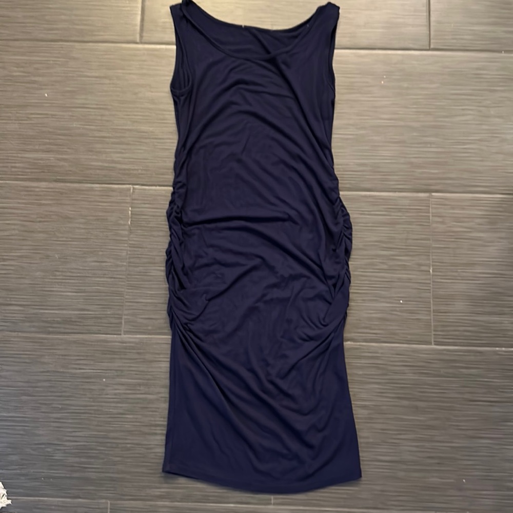 Navy Blue Basic Sleeveless Maternity Fitted Dress